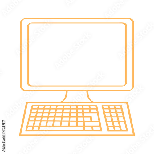 Handgezeichneter Computer in orange