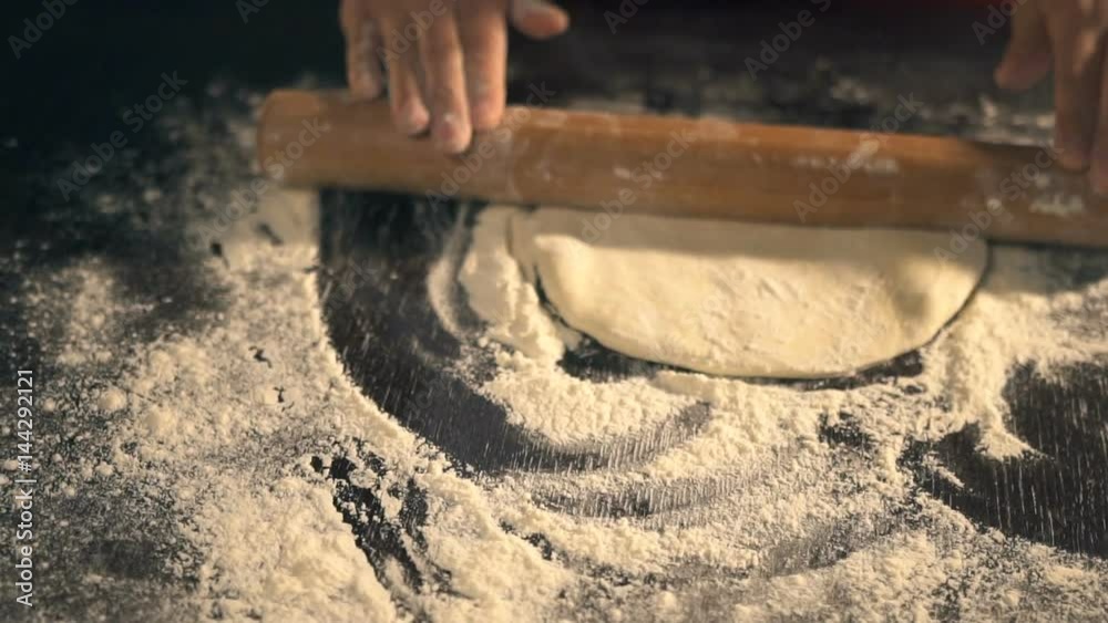 Chef preparing pizza dough. Slow Motion Chef preparing pizza dough. Slow Motion