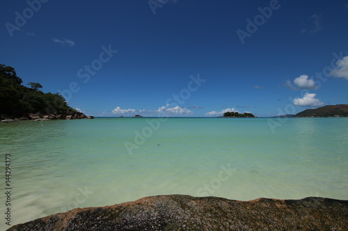 Ocean View / Cote D´Or Beach at Anse Volbert is situated in the north of Praslin Island, Seychelles, Indian Ocean, Africa 