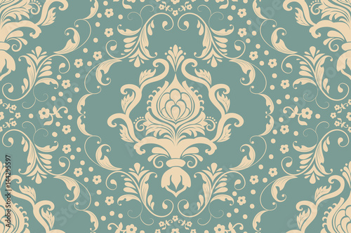 Vector damask seamless pattern element. Classical luxury old fashioned damask ornament, royal victorian seamless texture for wallpapers, textile, wrapping. Exquisite floral baroque template.