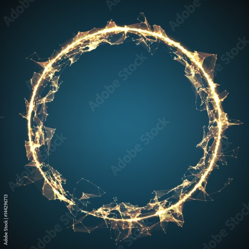 Abstract vector mesh spheres. Futuristic technology style. Elegant background for business presentations. Flying debris. eps10