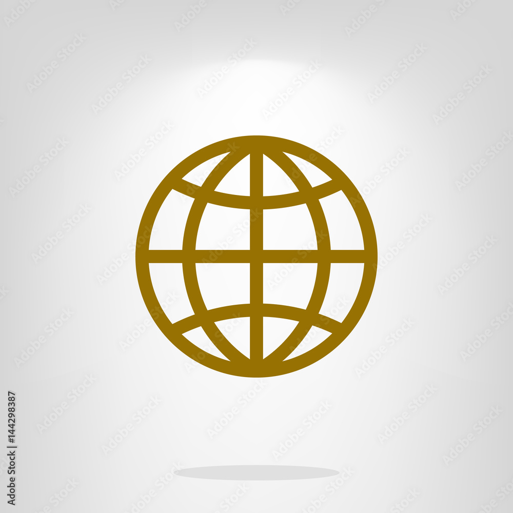 Flat paper cut style icon of globe