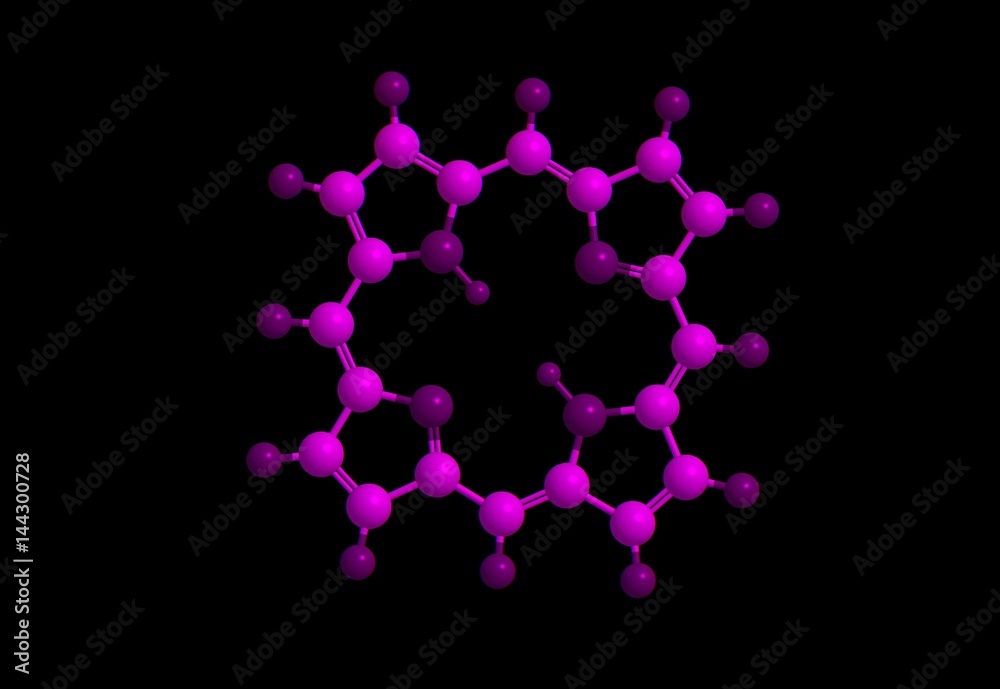 Molecular structure of Porphin, 3D rendering