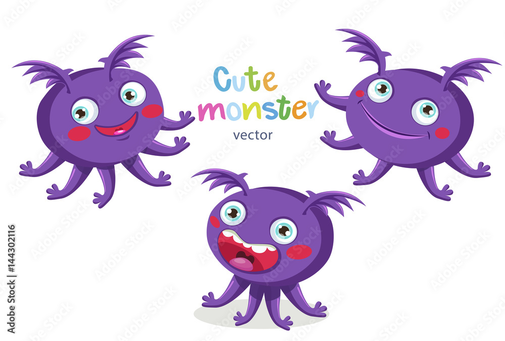Emotional Person. Cute Cartoon Octopus Monsters Emotions. Vector Set  Isolated On White Background. Bright And Beautiful Cartoon Characters.  Children'S Illustration, Vector. Stock Vector | Adobe Stock