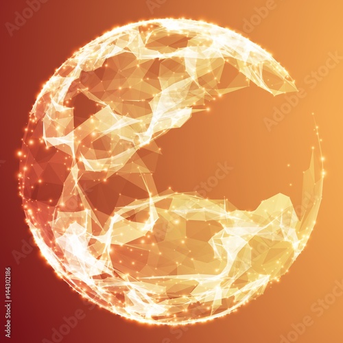 Abstract vector orange demolished sphere background. Futuristic technology style. Elegant background for business presentations. Destroyed sphere. eps10