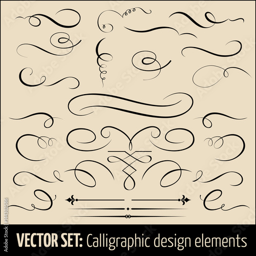 Vector set of calligraphic and page decoration design elements. Elegant elements for your design.