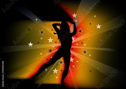 Silhouetted Dancing Young W...