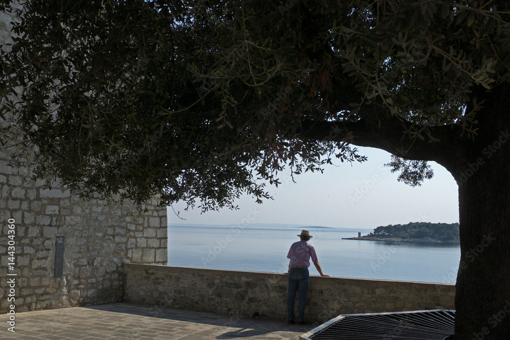 A man enyoing the view of Rab Croatia A man enyoing the view of Rab Croatia
