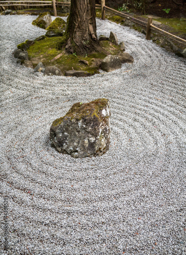 Canvas Print Raked Sand in Japanese Garden