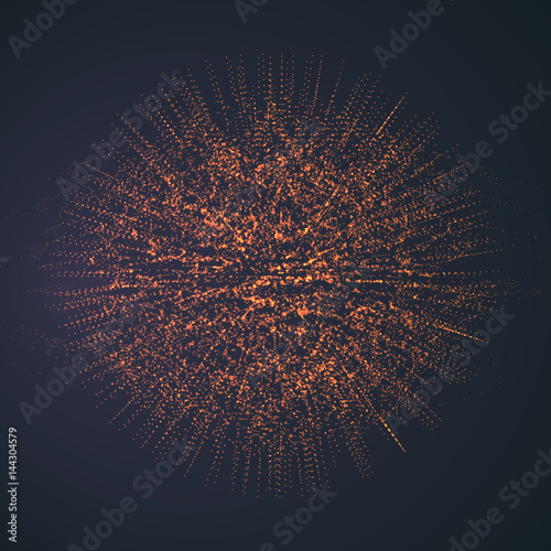Abstract vector space background. Explosion of sphere with glowing particles. Futuristic technology style. Elegant background for business presentations or gift cards.EPS10
