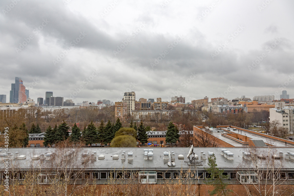 Obraz premium View of Moscow in rainy weather, Russia
