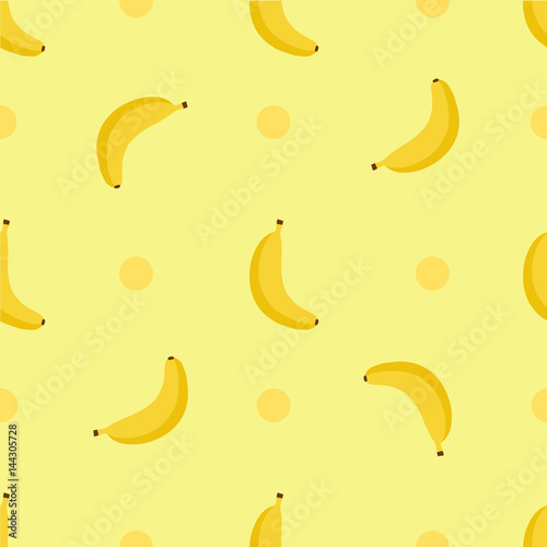 Banana pattern seamless on yellow background