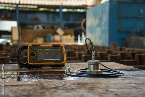 Ultrasonic test to detect imperfection or defect of steel plate in Workshop, NDT Inspection.