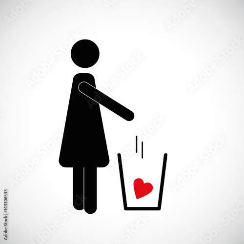 frau wirft liebe weg piktogramm