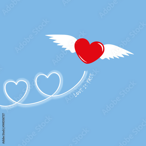 love is free fliegendes herz im himmel