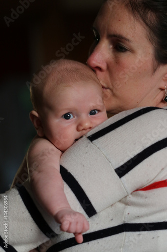 People: Mom holding baby