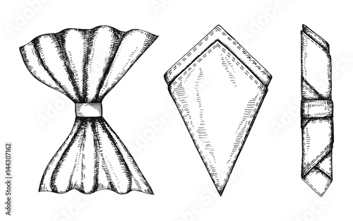 Napkin tableware serving manual vector drawing set