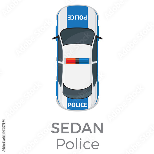 Police Sedan Top View Flat Vector Icon