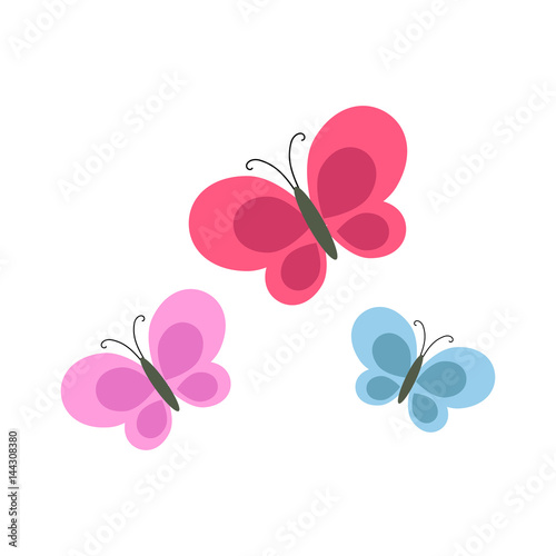 Bright Cartoon Butterflies Isolated Illustration