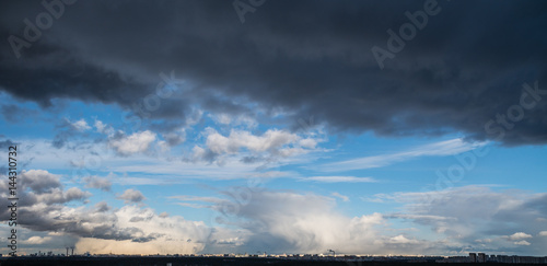 A stunning and amazing dramatic heavenly scene over Moscow, Russia.