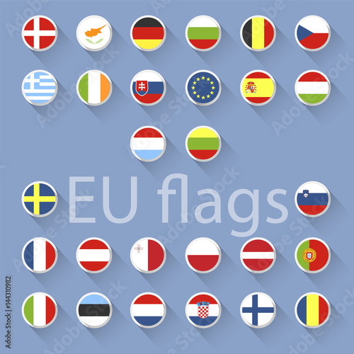 Vector set of European Union flags. Flat design