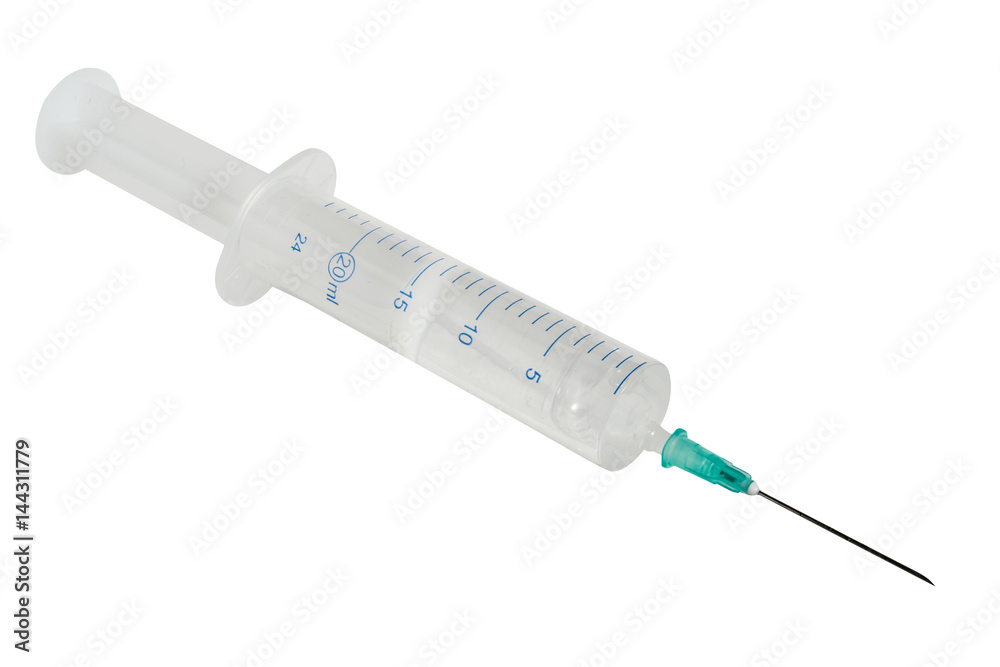 Syringe with needle isolated on white background Syringe with needle isolated on white background