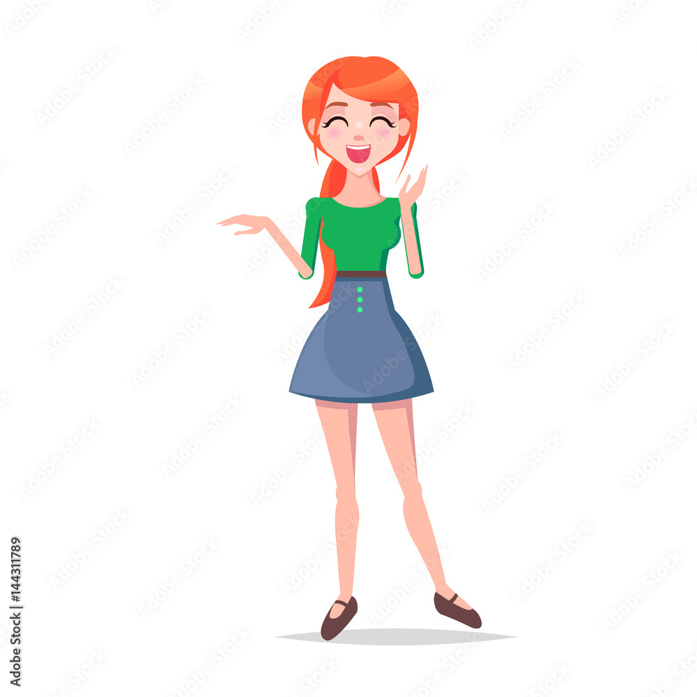 Laughing Young Woman Cartoon Flat Vector Character Laughing Young Woman Cartoon Flat Vector Character