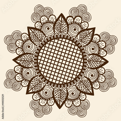 Vector illustration of mehndi ornament. Traditional indian style, ornamental floral elements for henna tattoo, stickers, mehndi and yoga design, cards and prints. Abstract floral vector illustration.