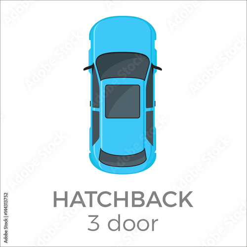 Five Doors hatchback Top View Flat Vector Icon