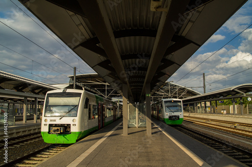 German trains on railway station