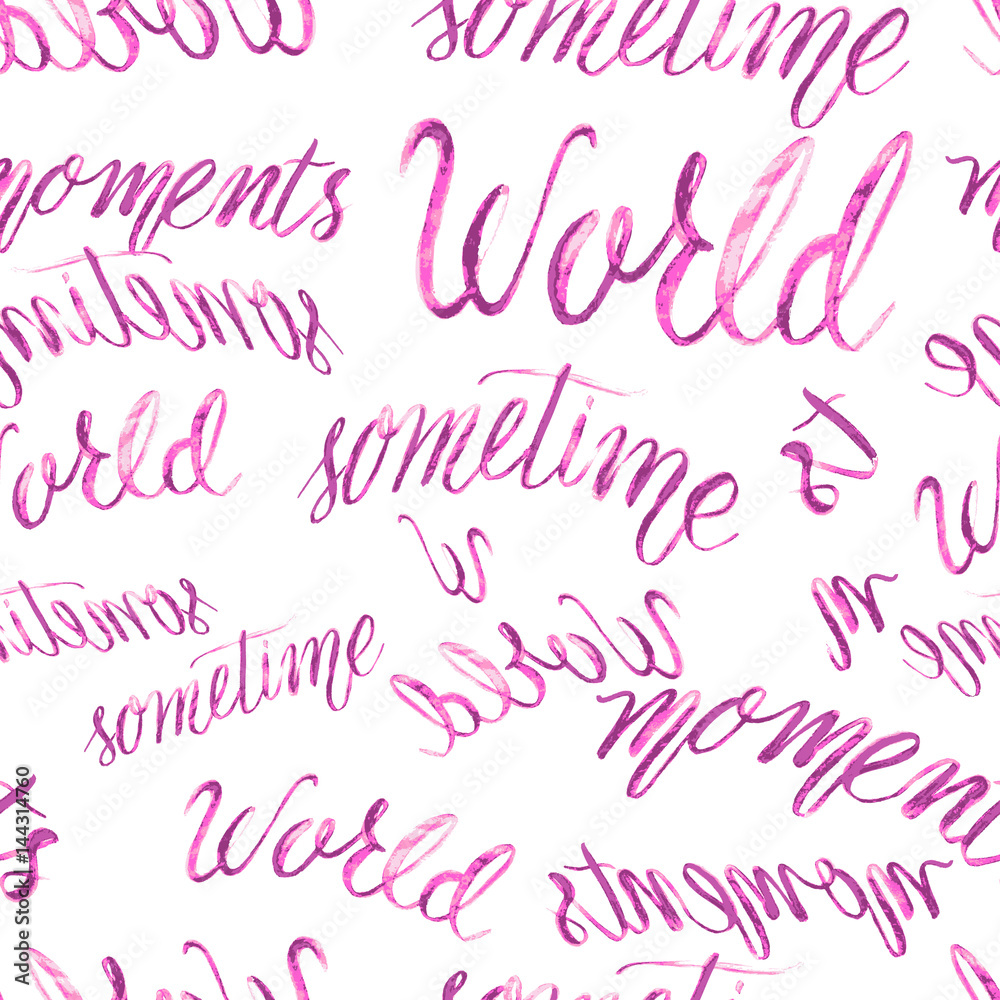 Seamless hand-drawing  pattern with some words. Vector background