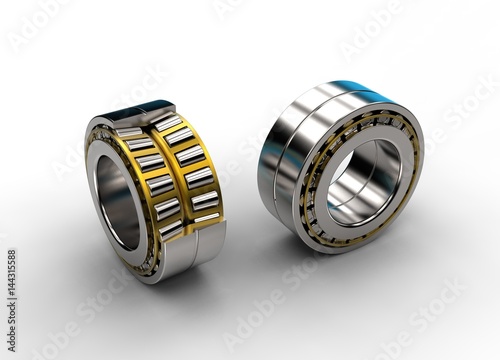 3D illustration of double row tapered roller bearing