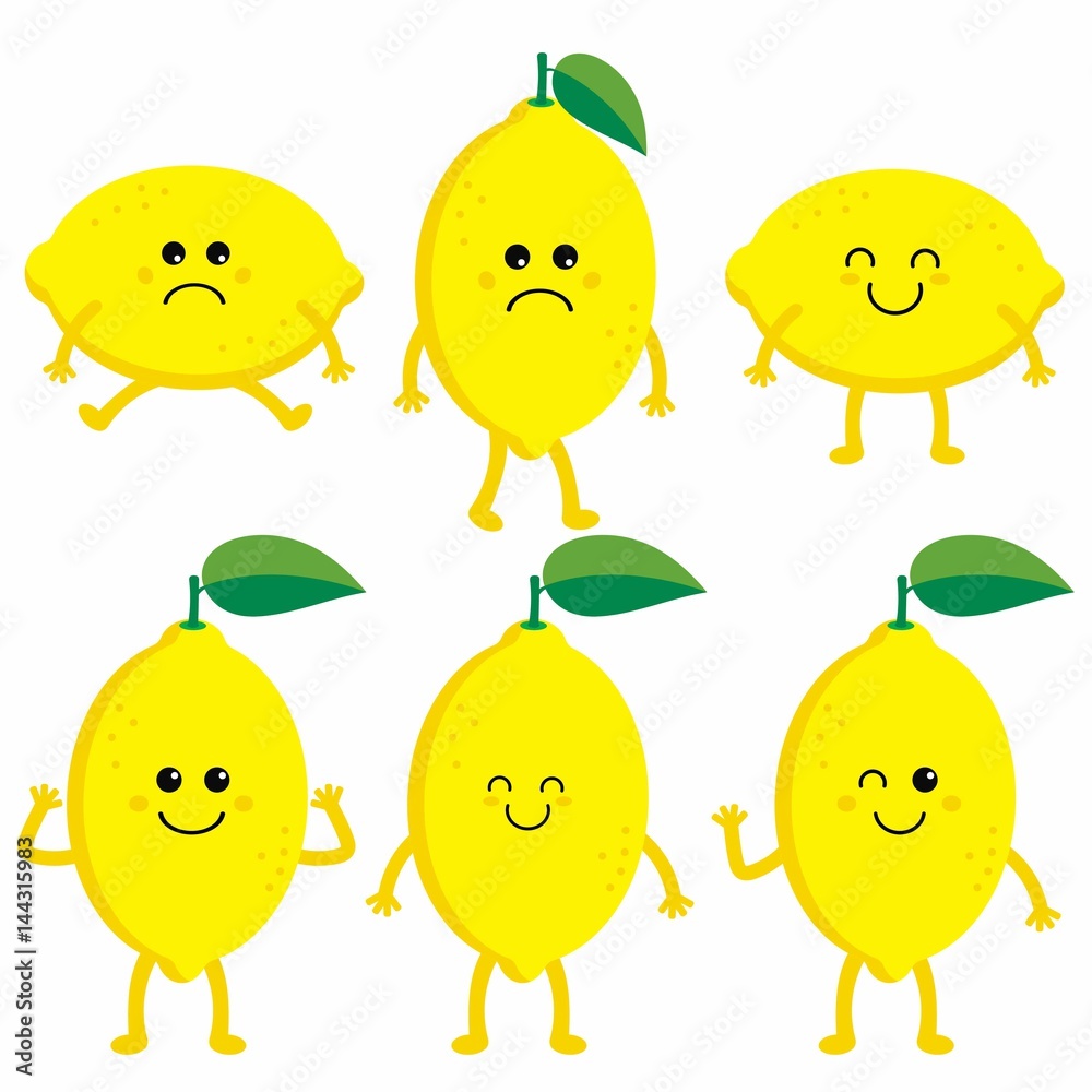 Fototapeta premium set cartoon lemons
