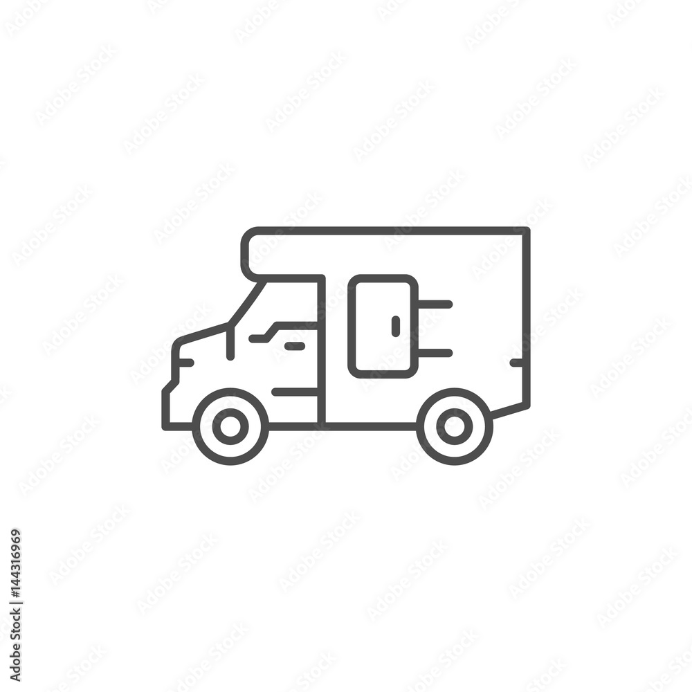 Delivery van line icon