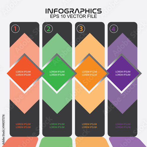 Infographics template with four column process,modern and trendy