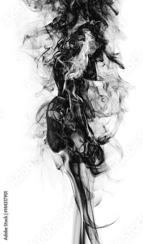 Black fantasy smoke on white background