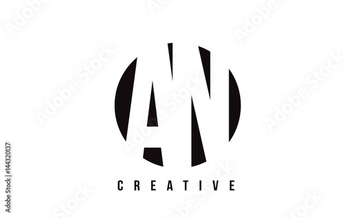 AN A N White Letter Logo Design with Circle Background.