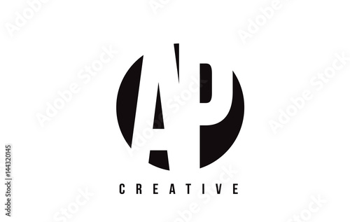 AP A P White Letter Logo Design with Circle Background.
