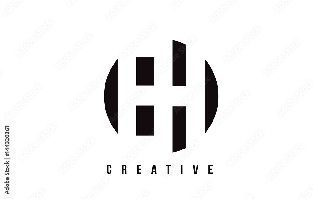 Obraz premium EH E H White Letter Logo Design with Circle Background.