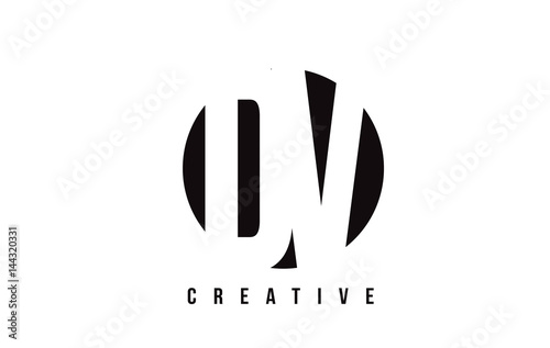 Photography DV D V White Letter Logo Design with Circle Background.