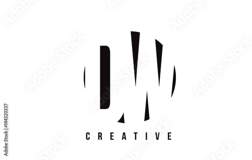 DW D W White Letter Logo Design with Circle Background.