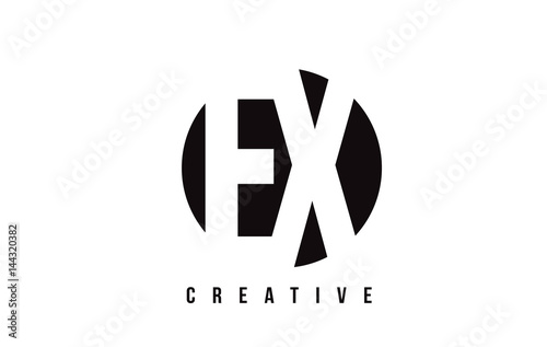 EX E X White Letter Logo Design with Circle Background.