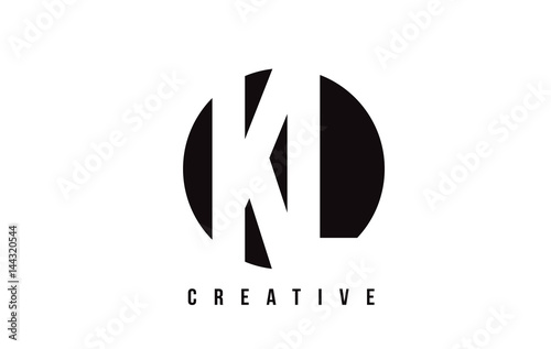 KL K L White Letter Logo Design with Circle Background.