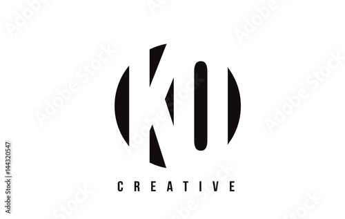 KO K O White Letter Logo Design with Circle Background.