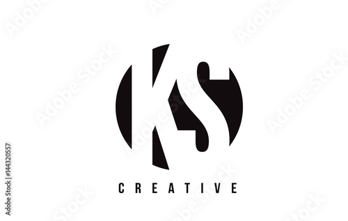 KS K S White Letter Logo Design with Circle Background.