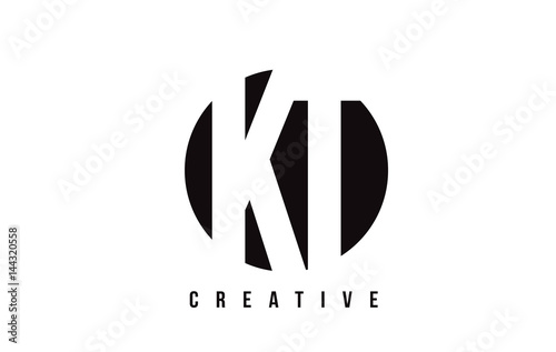 KT K T White Letter Logo Design with Circle Background.