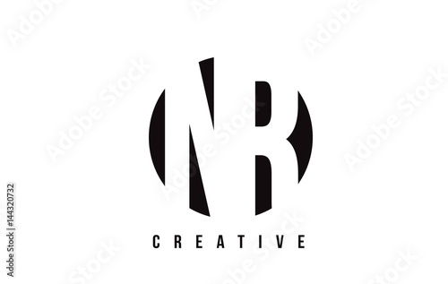 Fototapeta Naklejka Na Ścianę i Meble -  NR N R White Letter Logo Design with Circle Background.