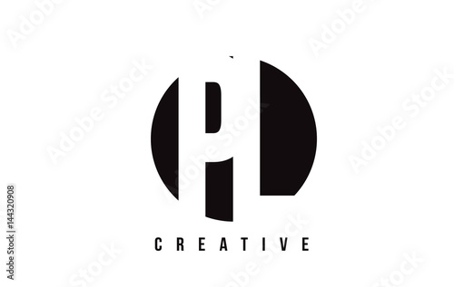 PL P L White Letter Logo Design with Circle Background.