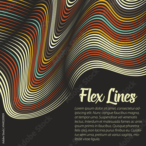 Vector warped lines background. Flexible stripes twisted as silk forming volumetric folds. Colorful stripes with variable width. Modern abstract creative backdrop.