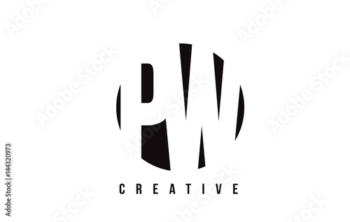 PW P W White Letter Logo Design with Circle Background.